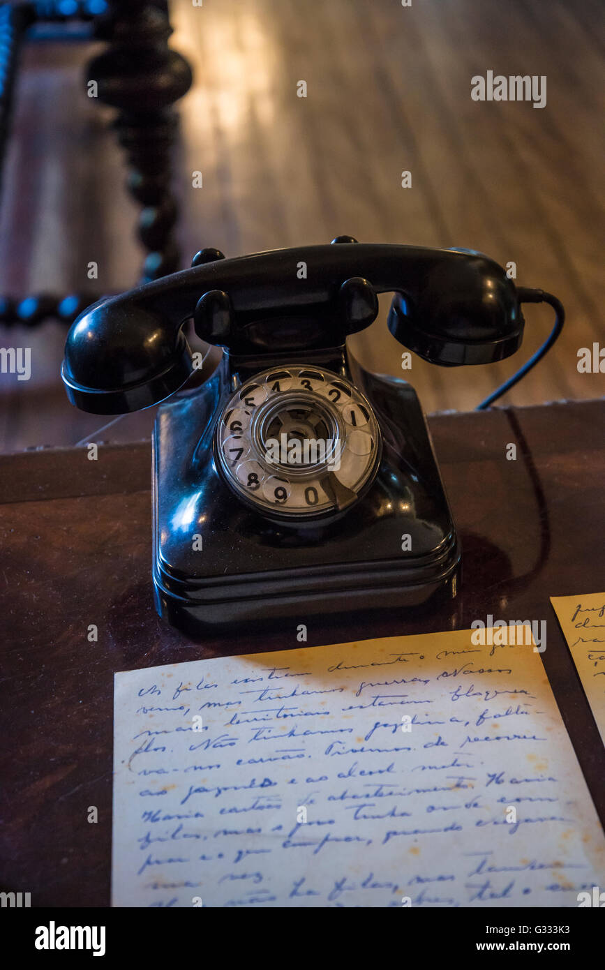 Il vecchio telefono, Palazzo Catete, Repubblica Museum, Rio de Janeiro, Brasile Foto Stock