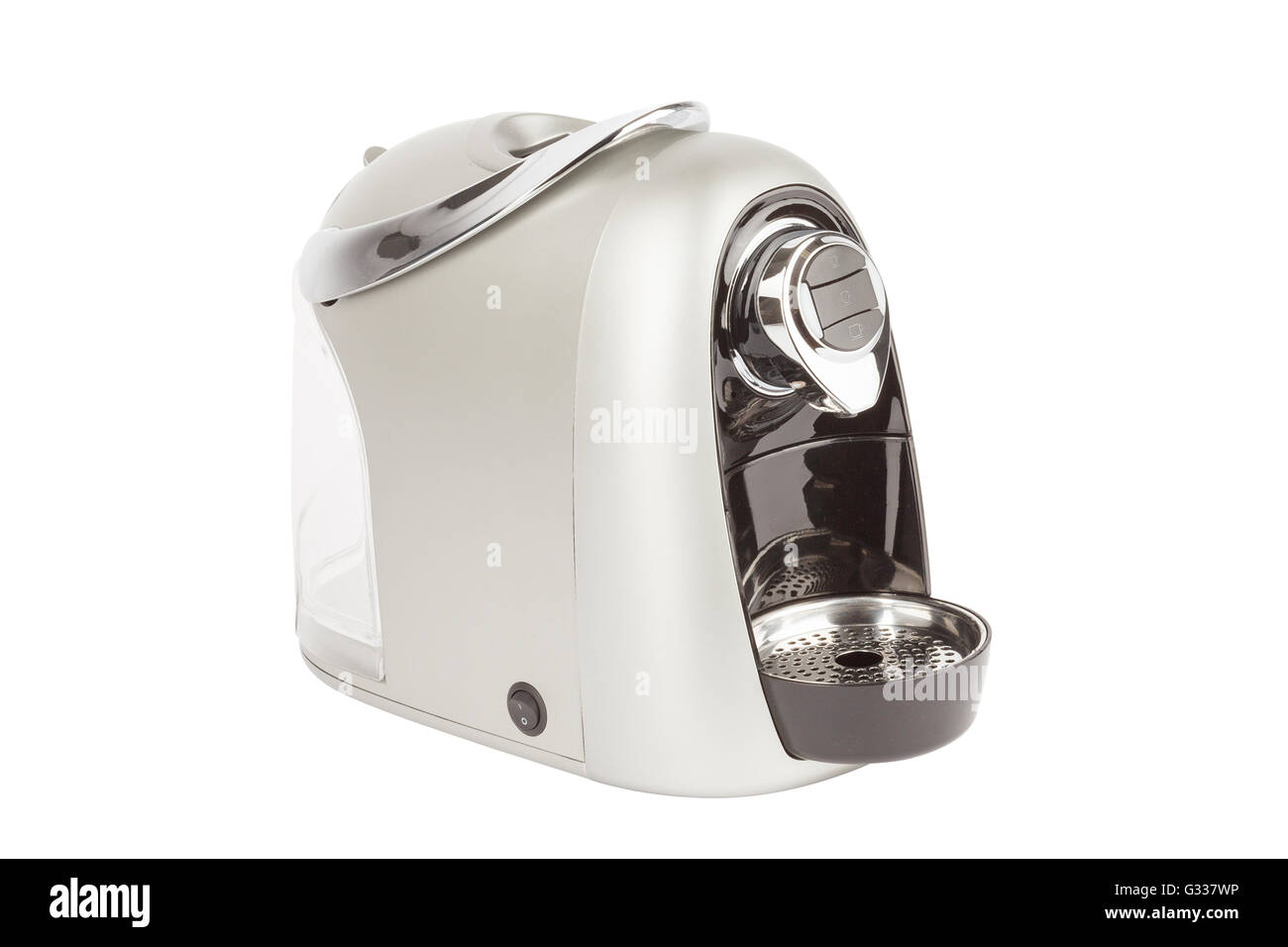 Capsula di caffè espresso maker o macchina per il caffè. Vista laterale. Isolato su sfondo bianco. Foto Stock