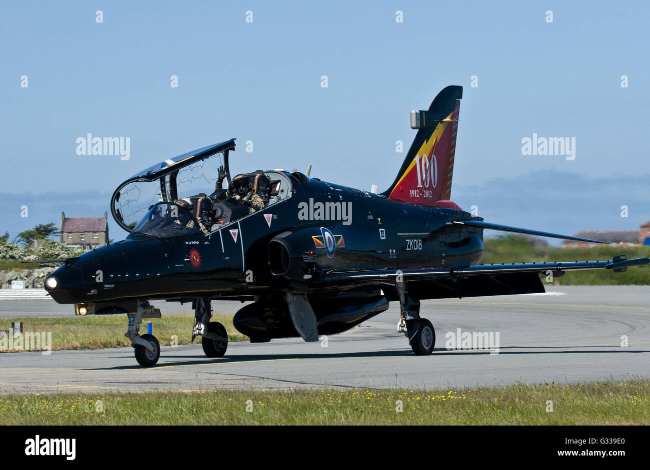 Jet Hawk trainer RAF Valley Foto Stock