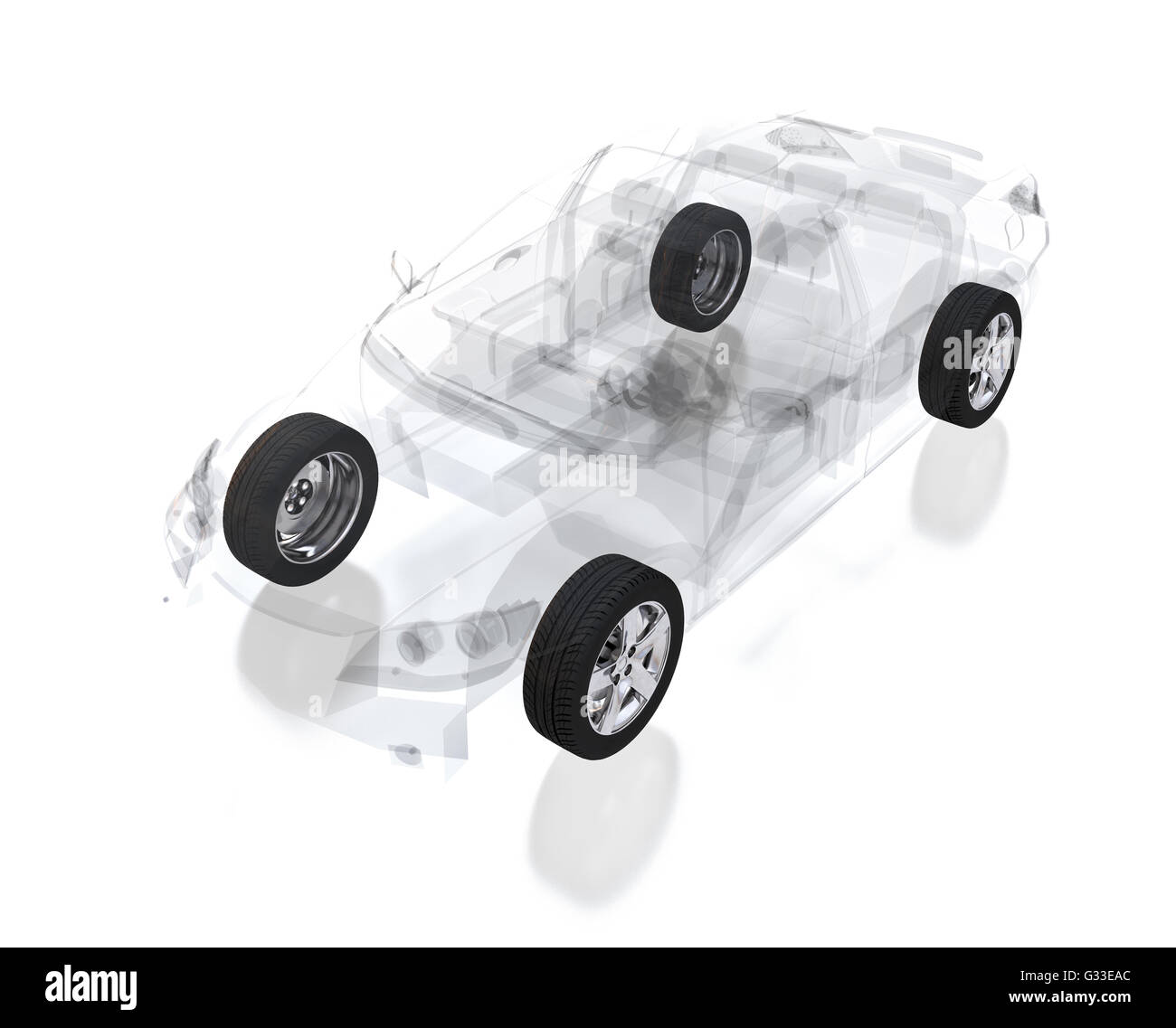 X-ray car isolato su bianco. 3d illustrazione Foto Stock