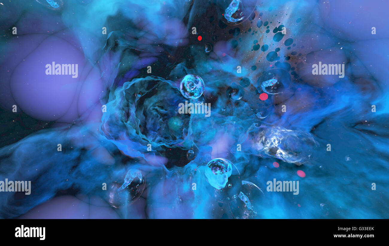 Buco nero o wormhole nello spazio. 3d'illustrazione. Foto Stock