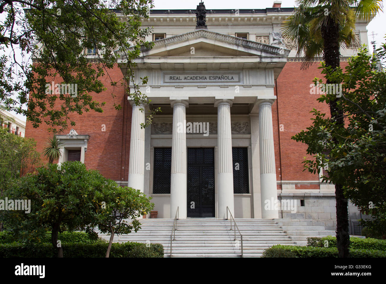 Royal Academy spagnolo edificio, Madrid, Spagna. Real Academia Española. Royal Institution per la sorveglianza di lingua spagnola. Foto Stock