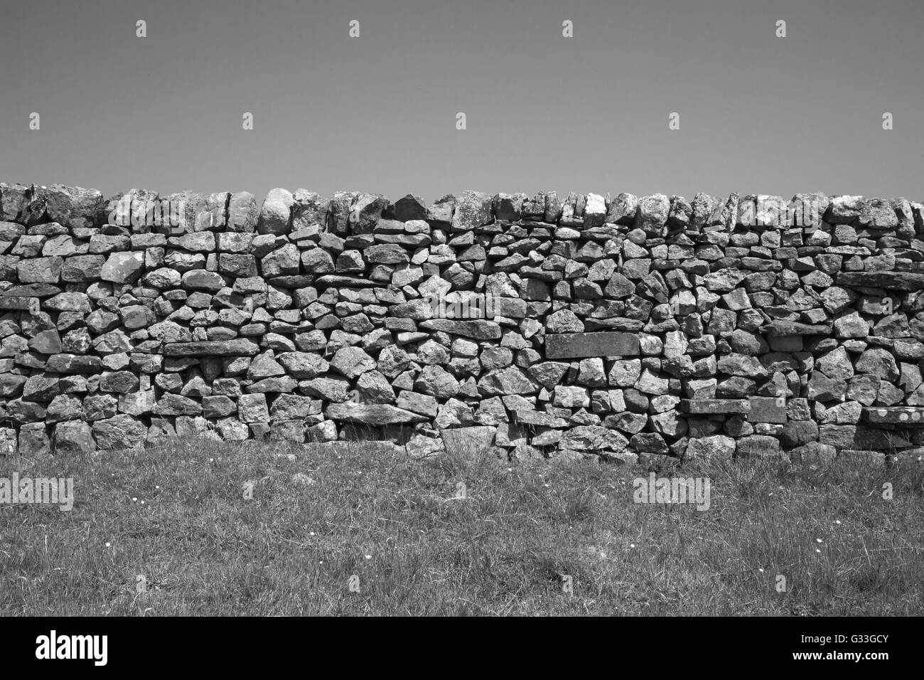 Asciugare la parete in pietra. Yorkshire Dales, England, Regno Unito Foto Stock