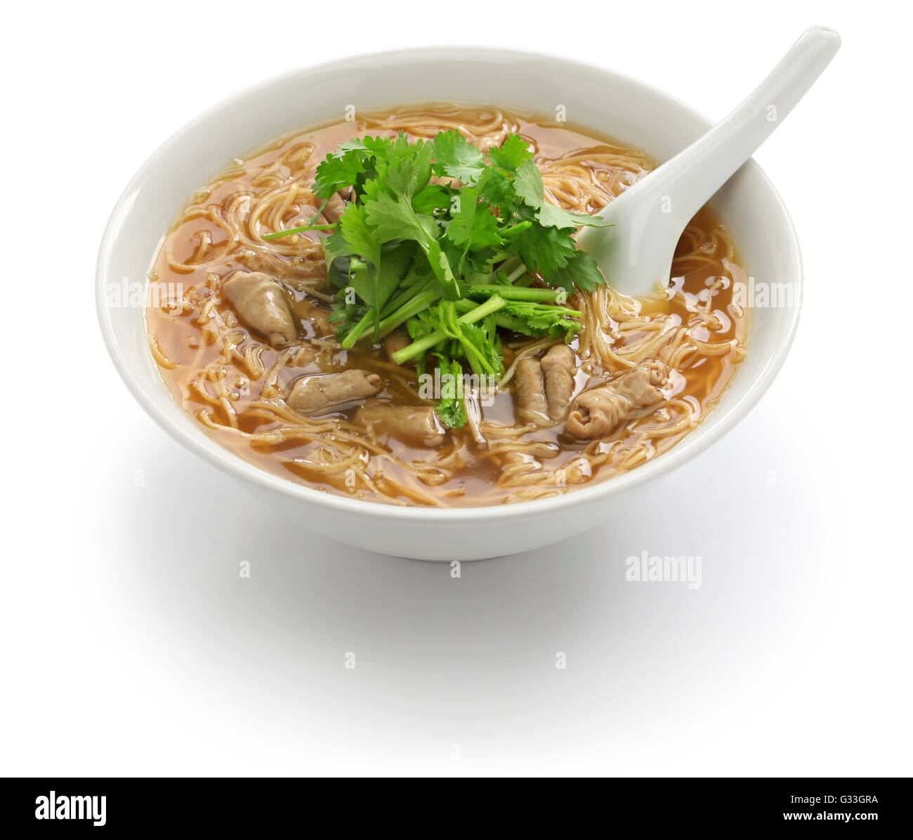 La carne di maiale intestino crasso Zuppa di vermicelli, Taiwanese cucina noodle Foto Stock