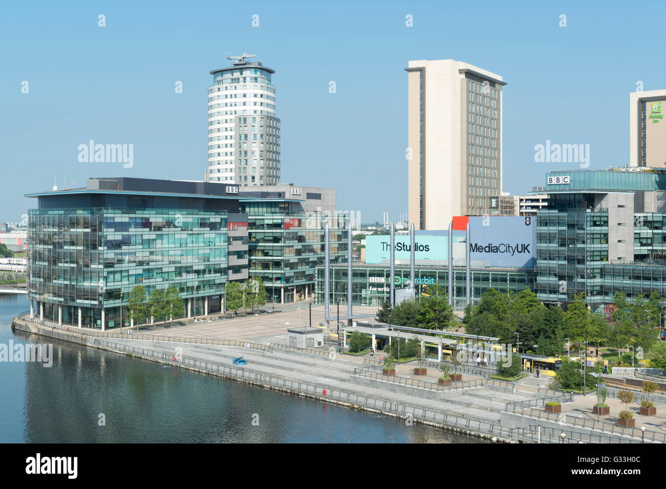 MediaCityUK, il cui elenco dei locatari per la BBC e ITV, Granada, trova in Salford Quays area di Greater Manchester. Foto Stock