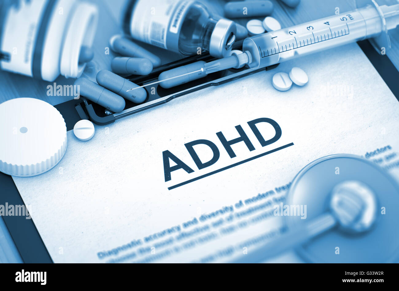 La diagnosi di ADHD. Concetto medico. 3D. Foto Stock