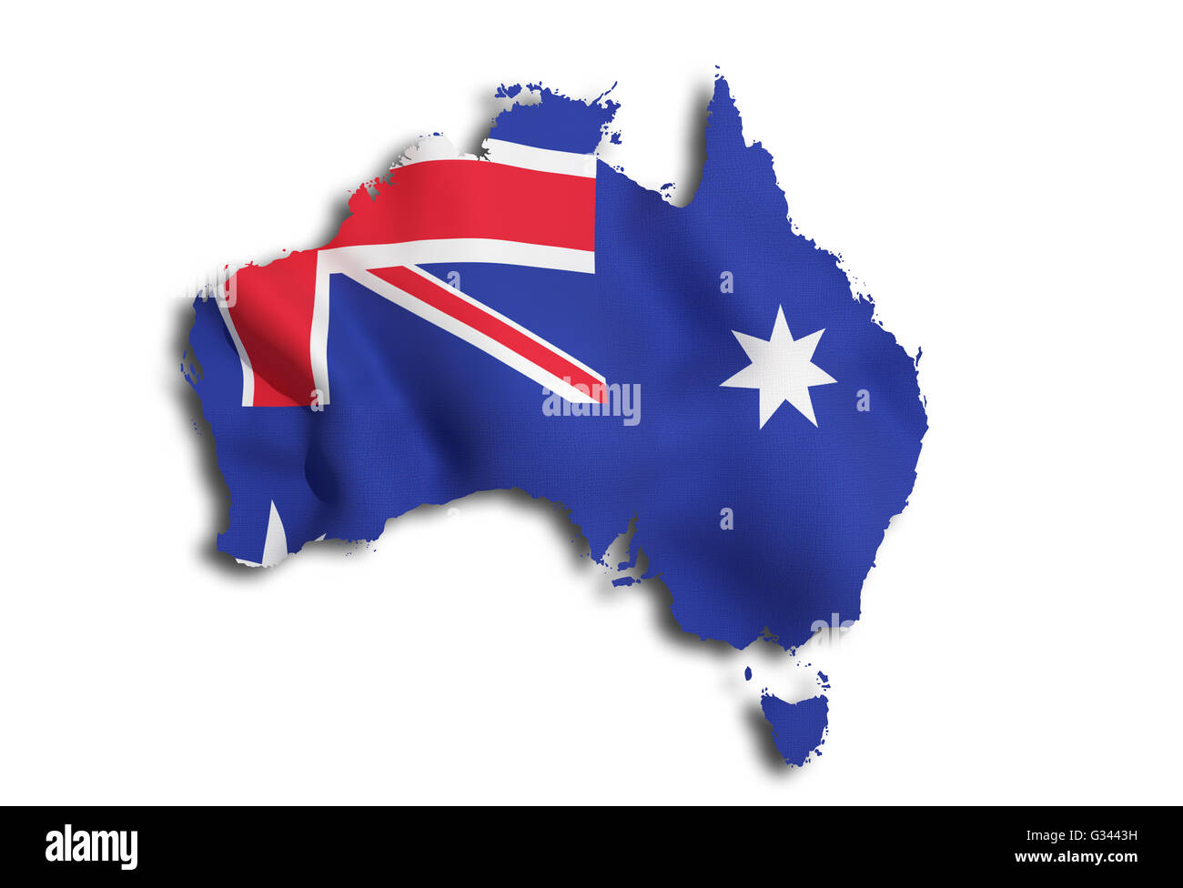 Il rendering 3D di una mappa di Australia e flag Foto Stock