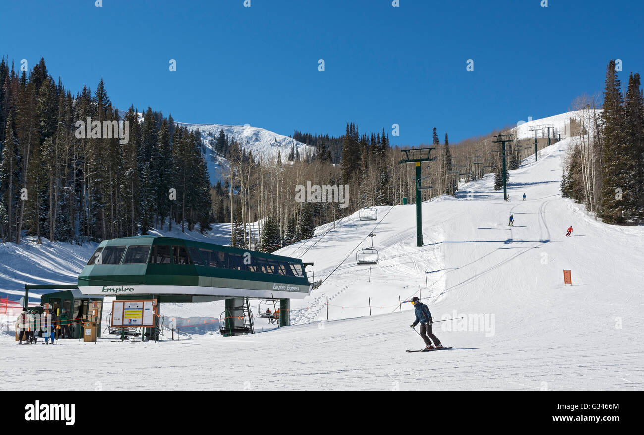 Utah, Park City, Deer Valley Resort, Impero Express Seggiovia Foto Stock