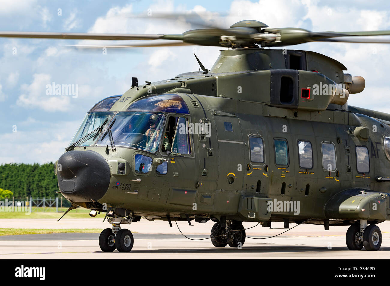 Royal Air Force (RAF) AgustaWestland AW101 (EH Industries EH-101) Merlin multi role trasportabile elicottero ZK001. Foto Stock