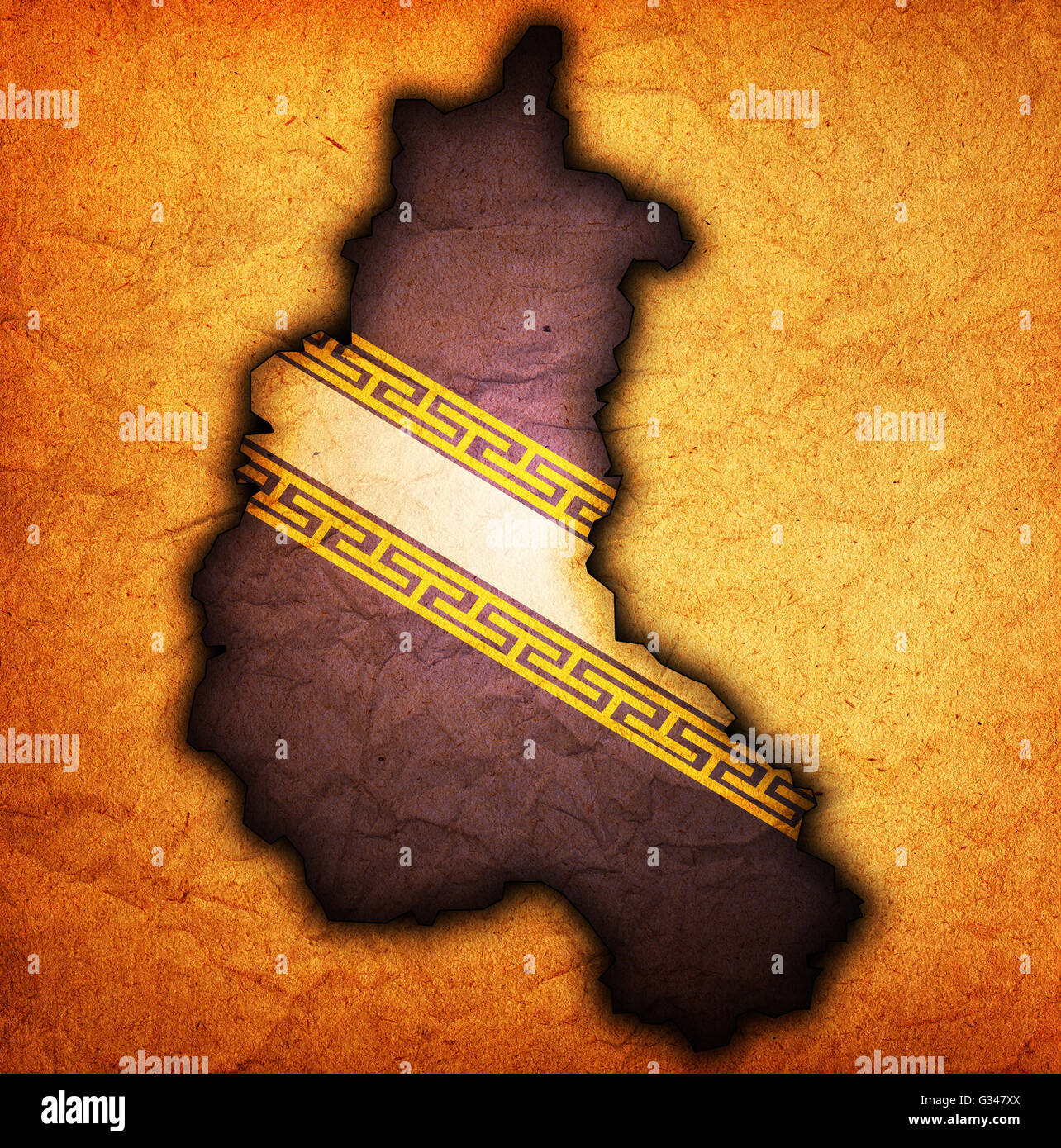 Mappa vecchia con la bandiera del reparto, regione amministrativa di Francia chiamata CHAMPAGNE ARDENNE Foto Stock