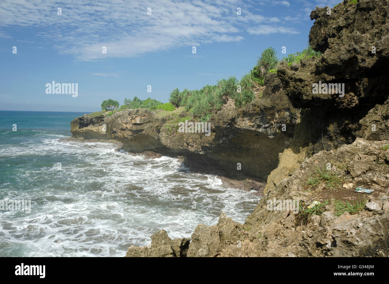 Spiaggia di nascosto a Pangandaran Foto Stock