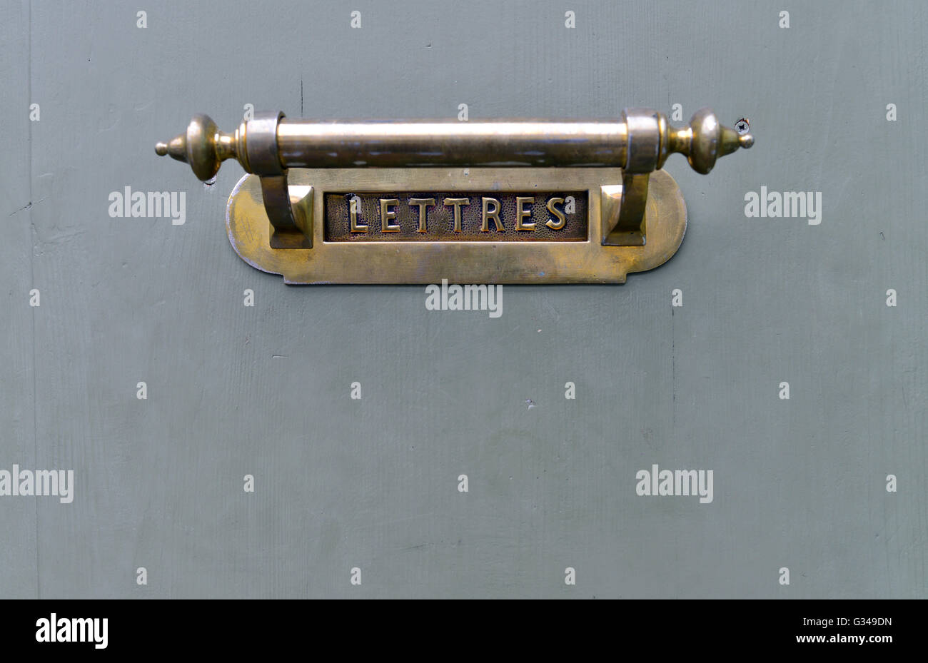 Testo francese porta lettere postali casella dettaglio Foto Stock