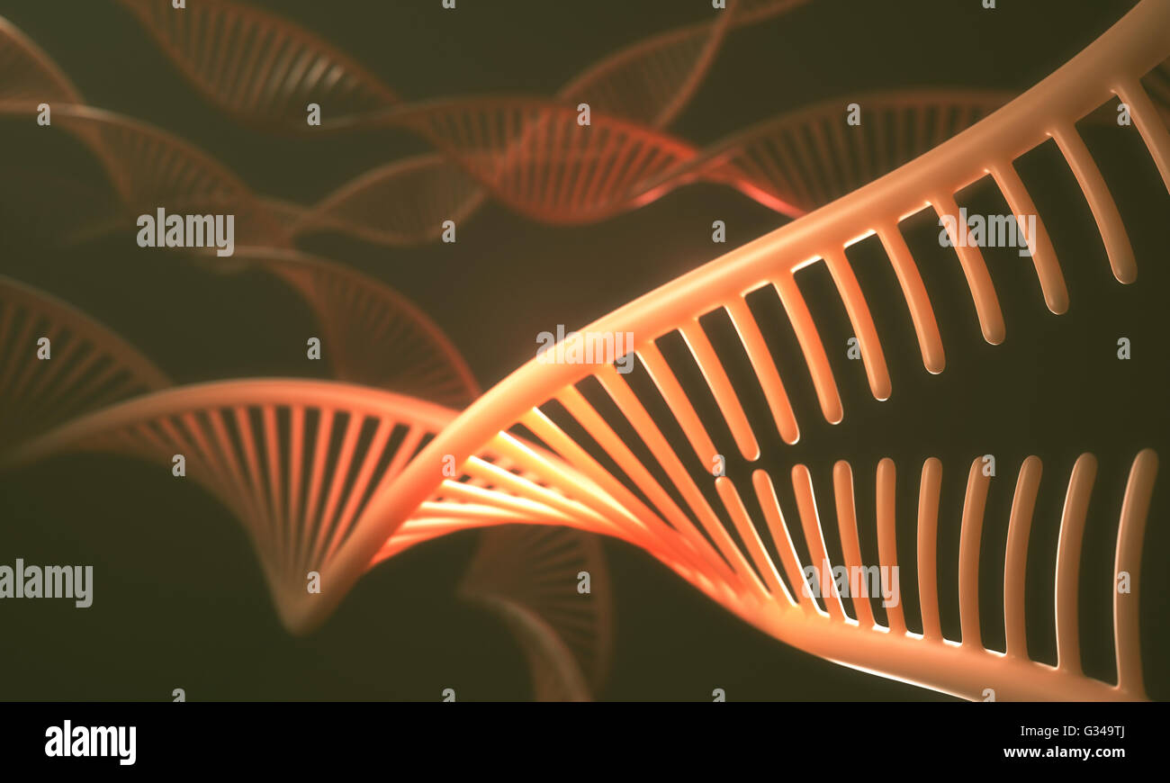 3D'illustrazione, il concetto di DNA e la sequenza di Senger. Foto Stock