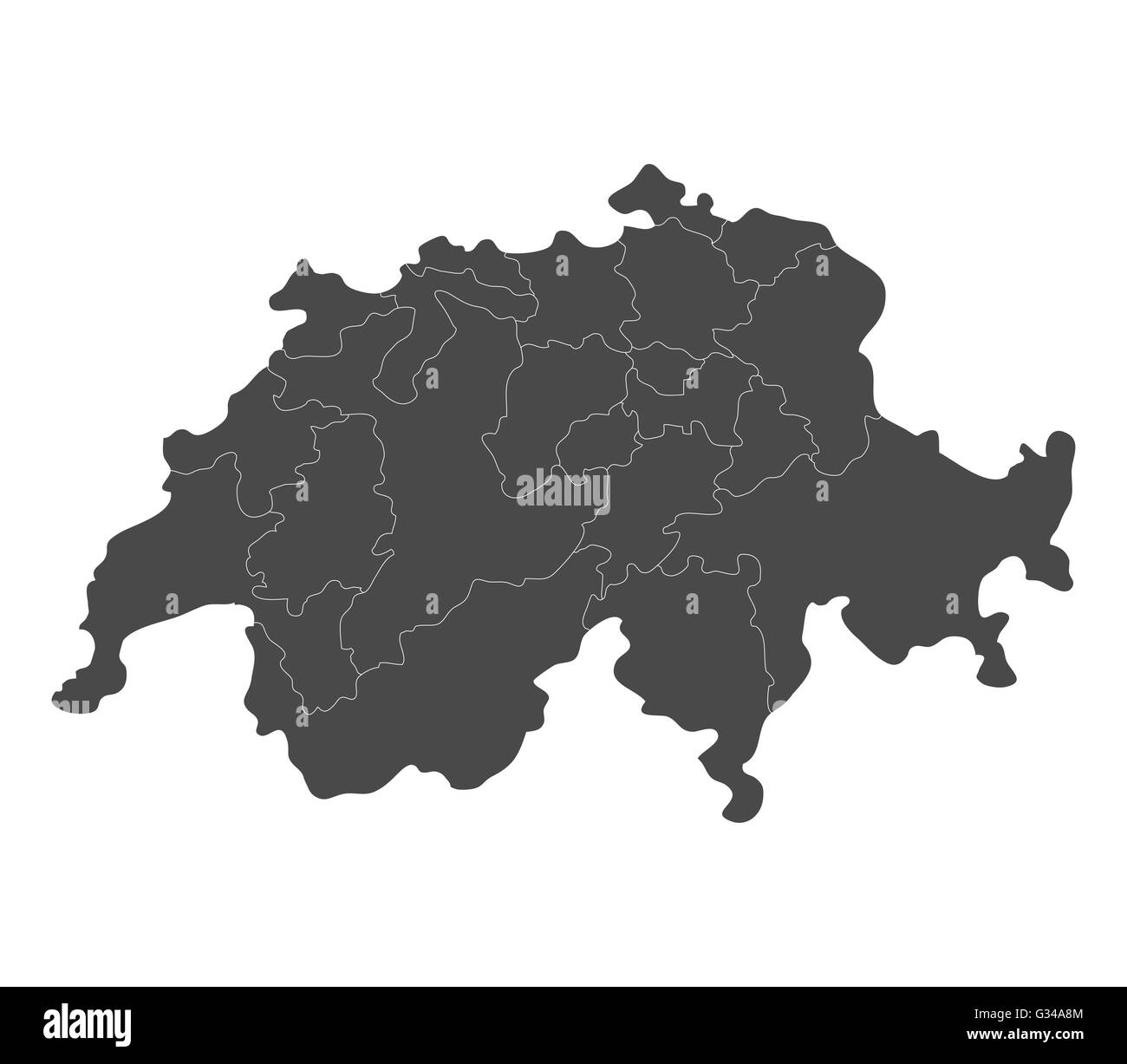 Carta della Svizzera con le regioni Foto Stock