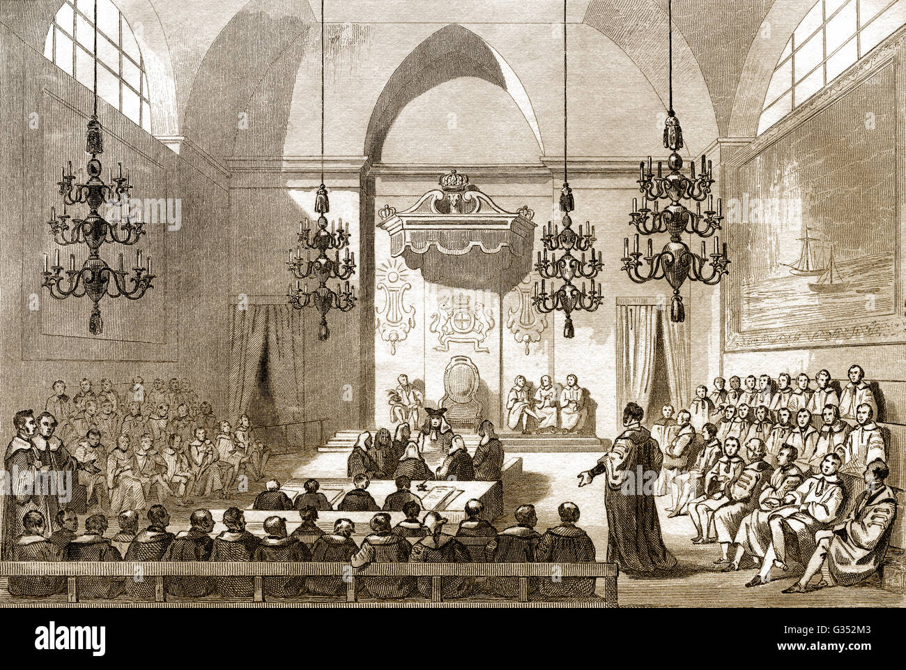 La House of Lords, Upper House, Londra, Inghilterra xix secolo Foto Stock