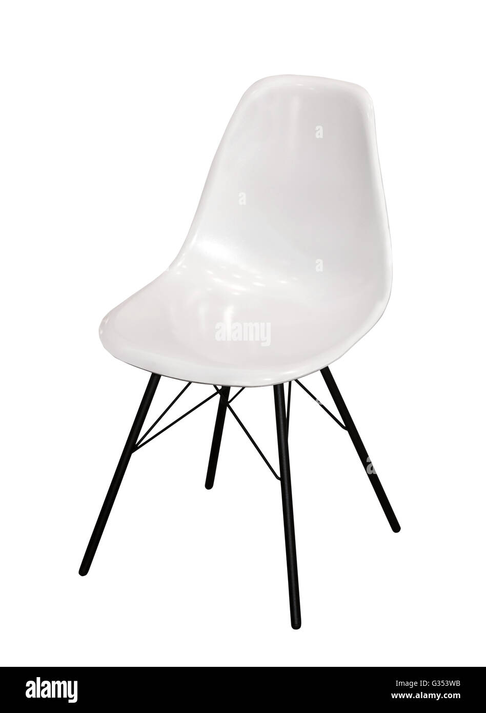 In plastica bianca sedia moderno isolato Foto Stock