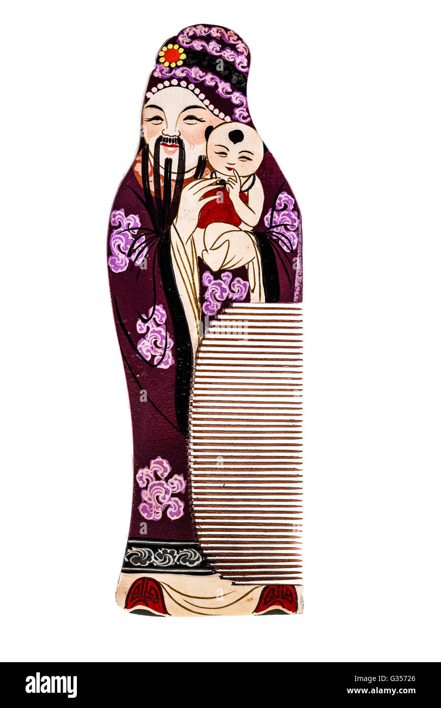 La Changzhou pettine è un tipo di dipinte a mano e pettine prodotte in Changzhou, Jiangsu, Cina. Isolato Foto Stock