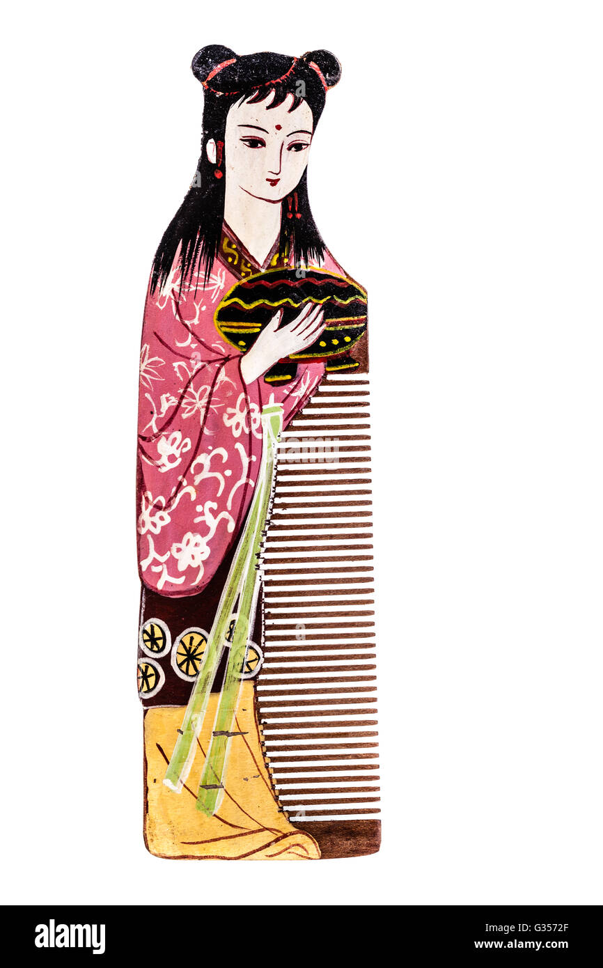 La Changzhou pettine è un tipo di dipinte a mano e pettine prodotte in Changzhou, Jiangsu, Cina. Isolato Foto Stock