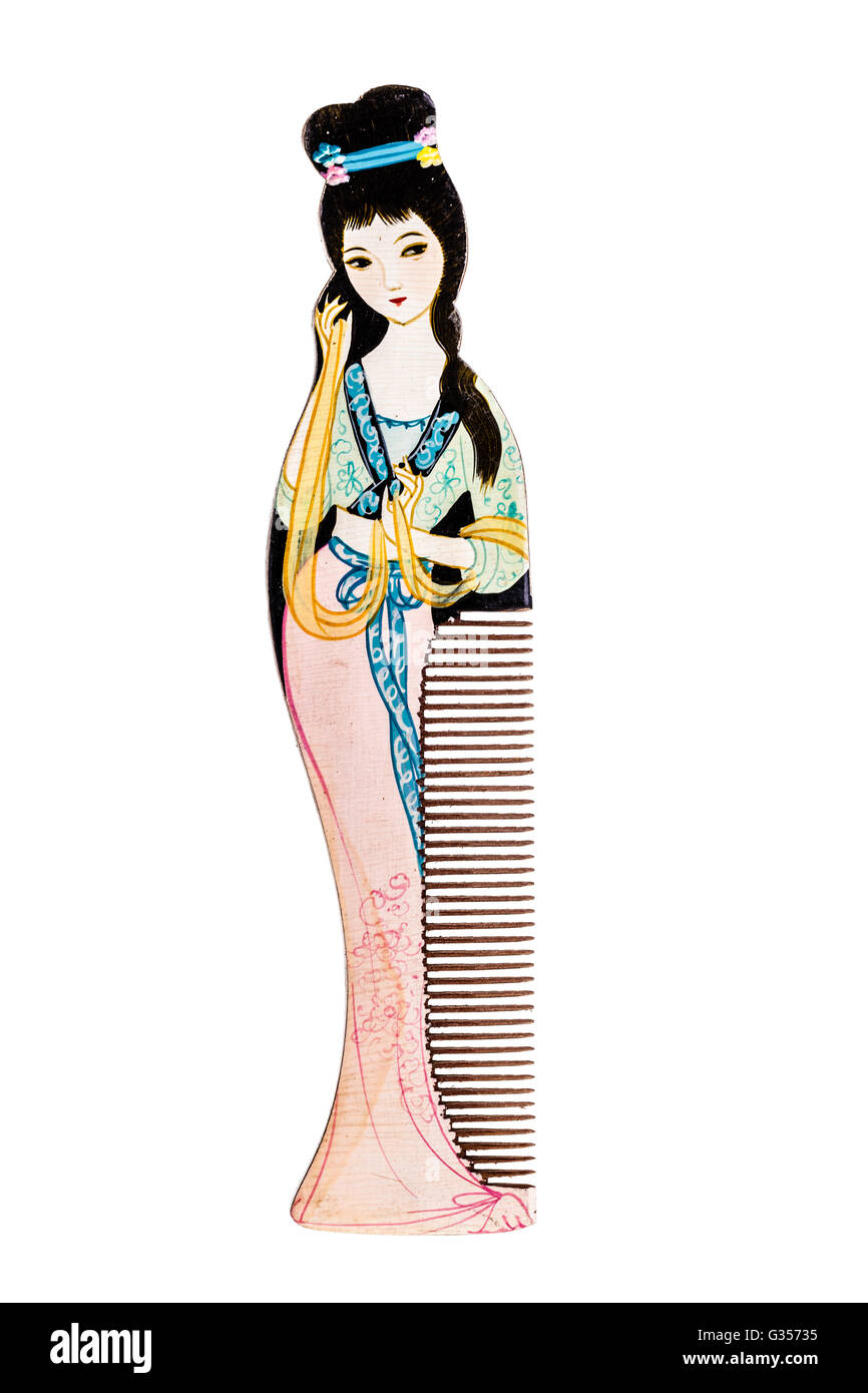 La Changzhou pettine è un tipo di dipinte a mano e pettine prodotte in Changzhou, Jiangsu, Cina. Isolato Foto Stock