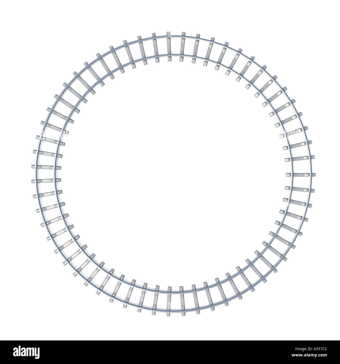 Cerchio railroad isoated su sfondo bianco. 3d illustrazione Foto Stock