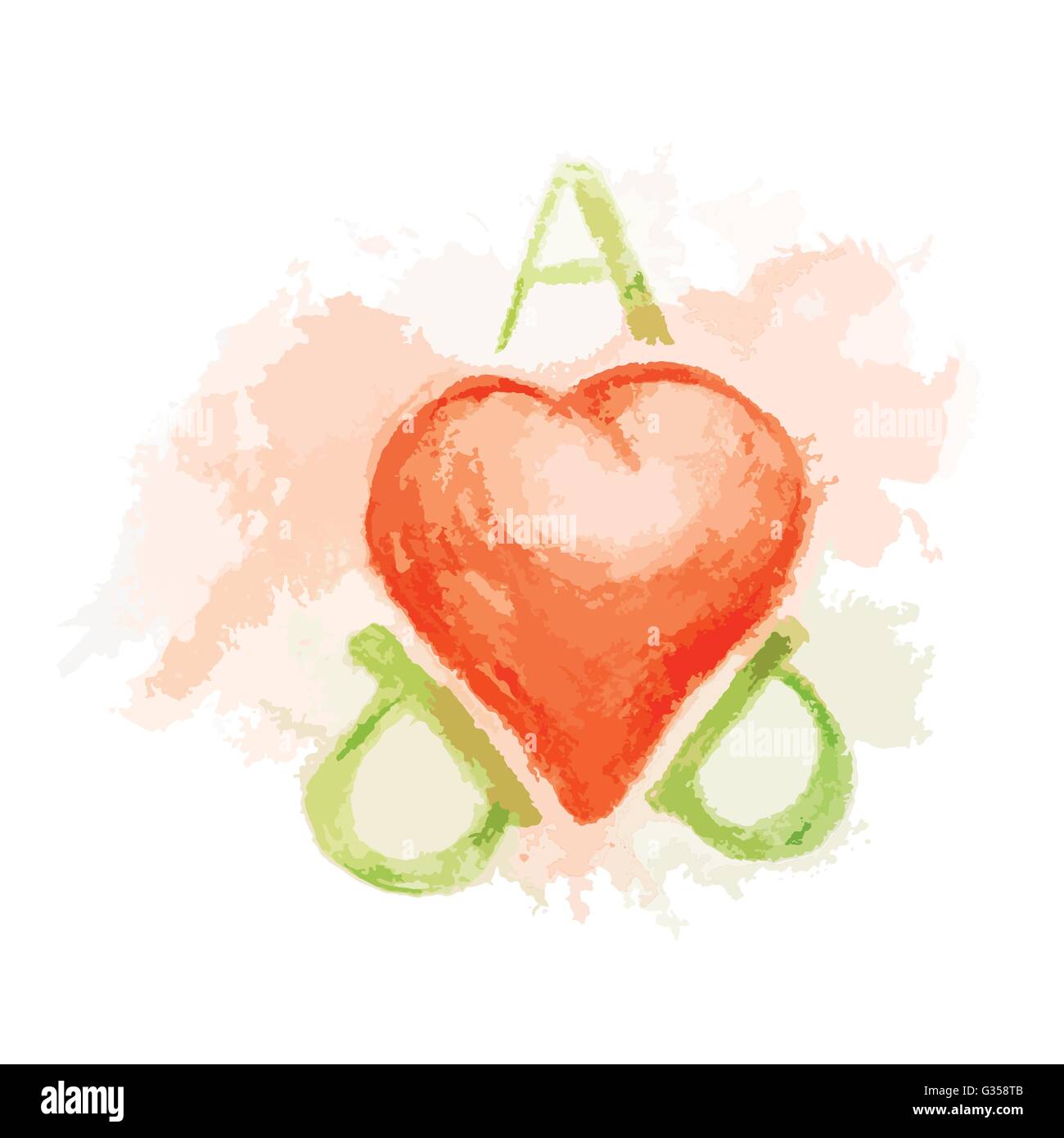 Ti amo papà lettering con cuore bigliettino. Padri giorno acquerello disegnato a mano illustrazione vettoriale EPS10. Illustrazione Vettoriale