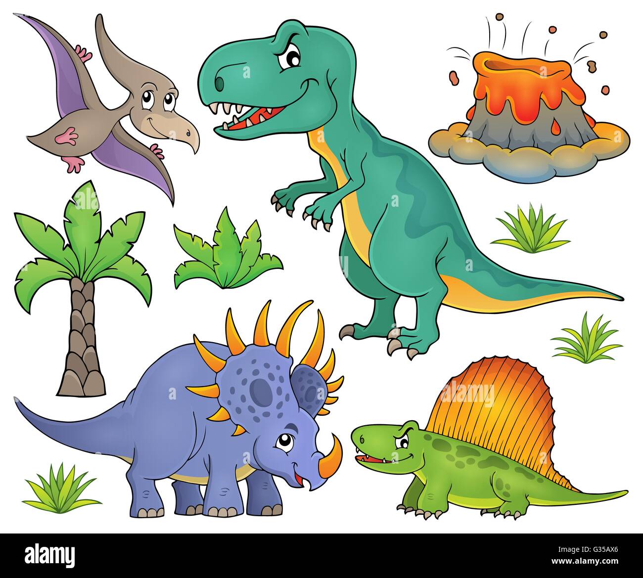 Argomento di dinosauri set 4 - foto illustrazione. Foto Stock