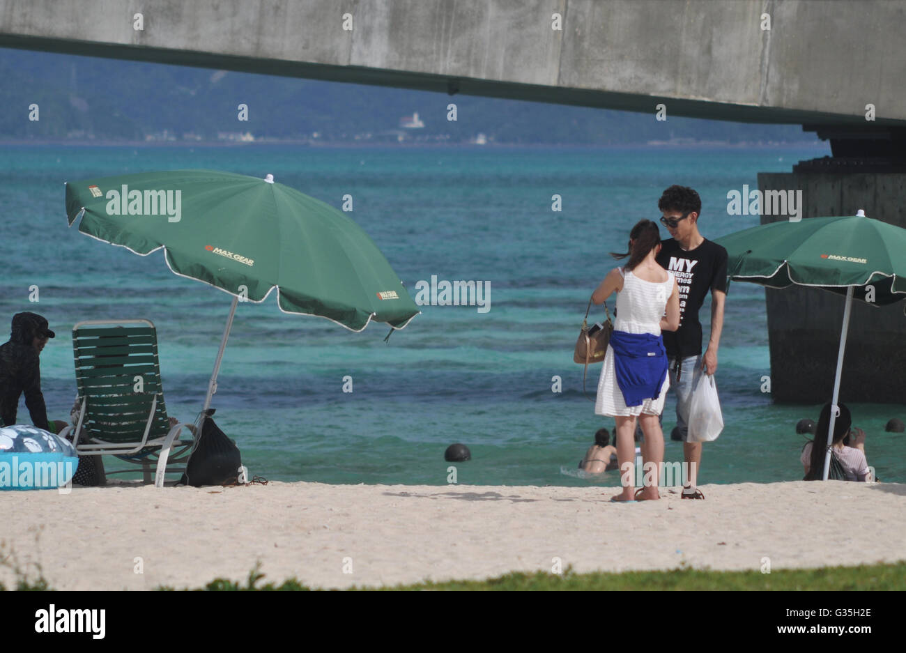 La spiaggia di Kouri Isola, Okinawa Foto Stock