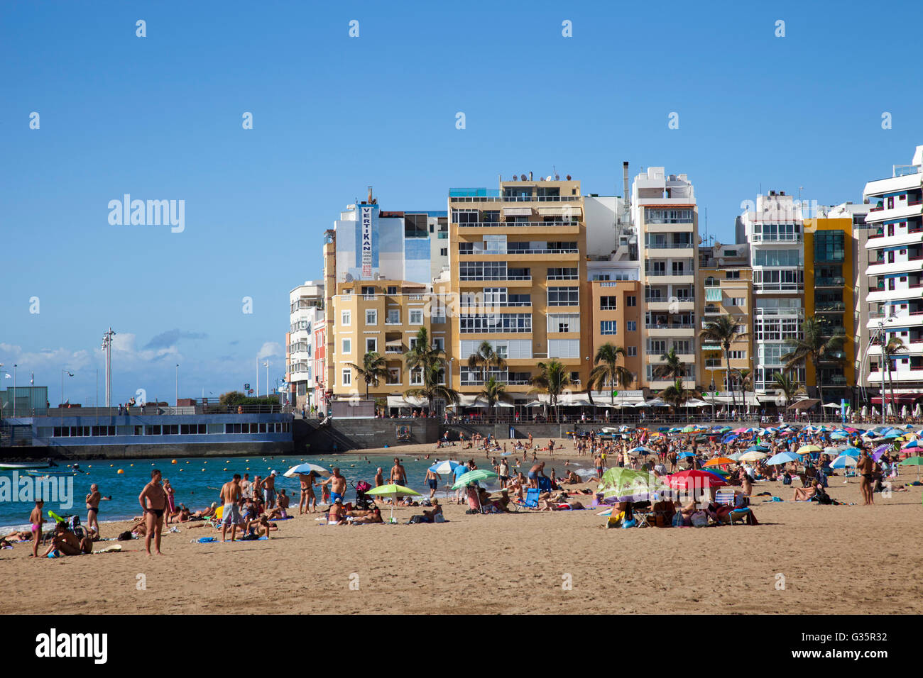 Playa de las canteras, Las Palmas de Gran Canaria Paese, Gran Canaria Island, arcipelago delle Canarie, Spagna, Europa Foto Stock