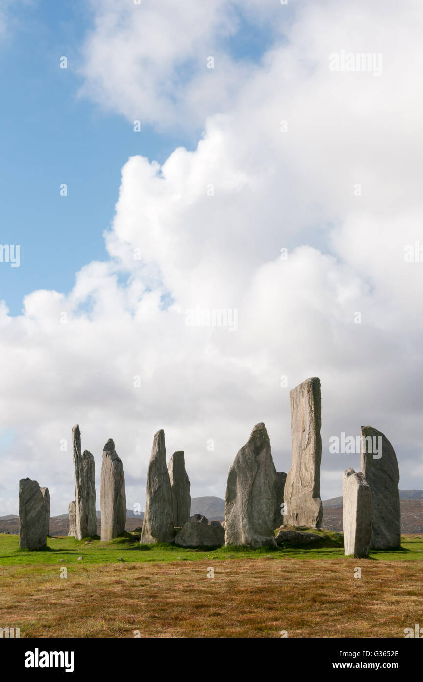 Callanish ho cerchio di pietra e avenue sull isola di Lewis nelle Ebridi Esterne, Scozia. Foto Stock