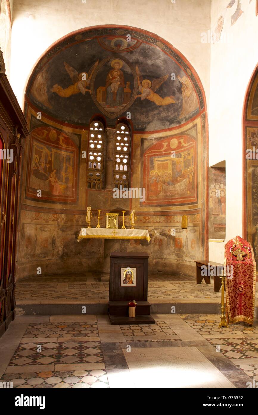 Abside affreschi, Santa Maria in Cosmedin, Roma, Lazio, l'Italia, Europa Foto Stock