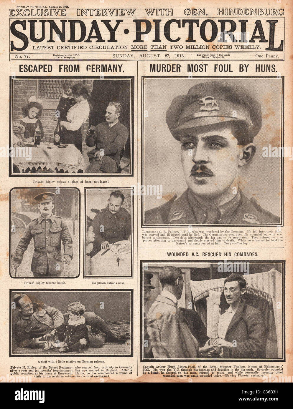 1916 Domenica Pictoriall inglese POW fuga Foto Stock