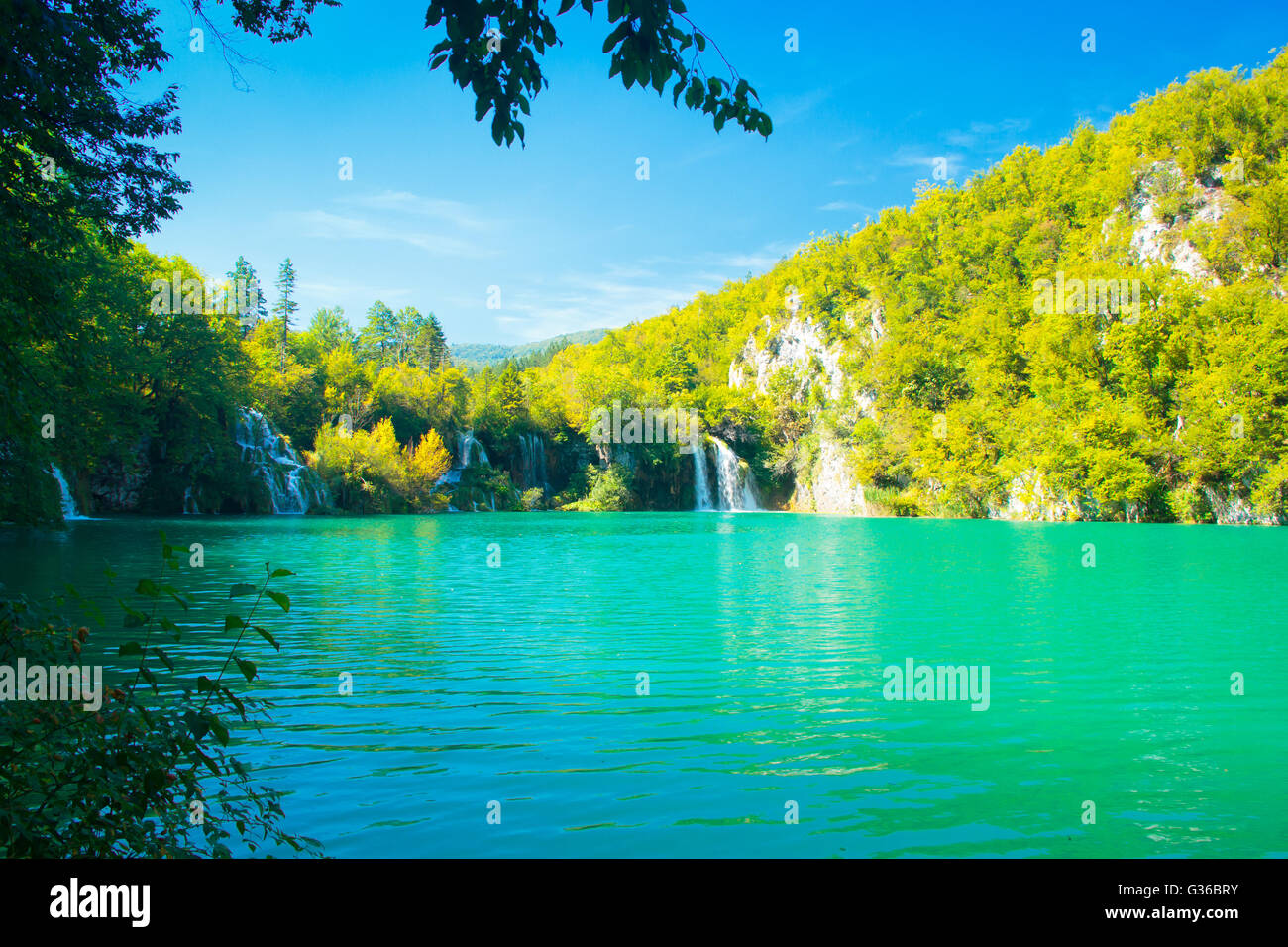 Parco nazionale dei Laghi di Plitvice in Croazia Foto Stock