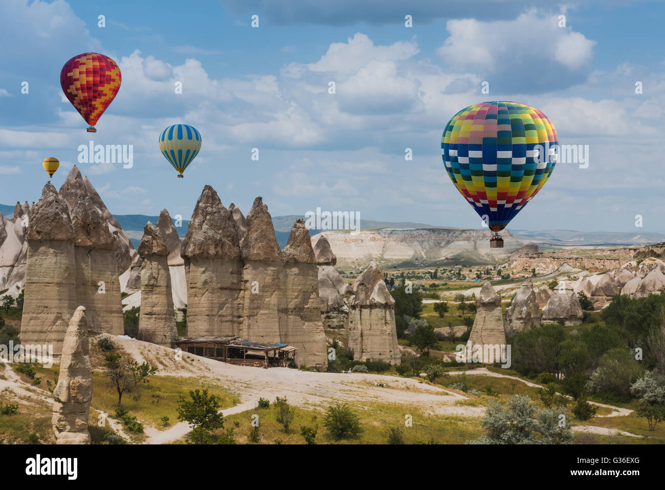 Pallone aerostatico sull amore valley, Cappadocia Turchia Foto Stock