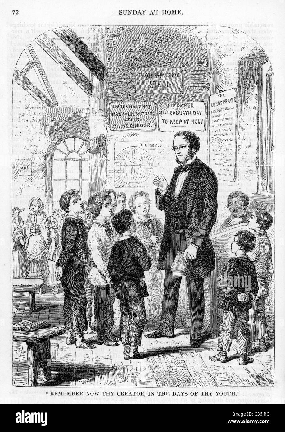 Una domenica insegnante della scuola e i suoi allievi. Data: 1858 Foto Stock