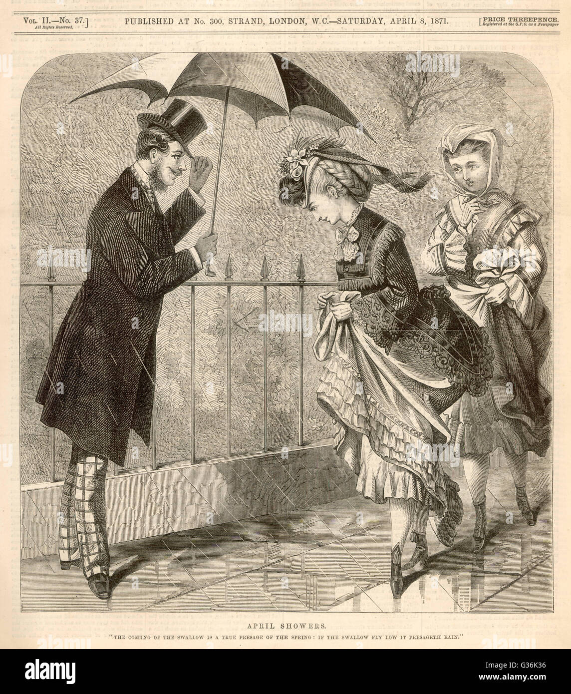 Gentleman offre di condividere il suo ombrello -ella -ella Foto Stock