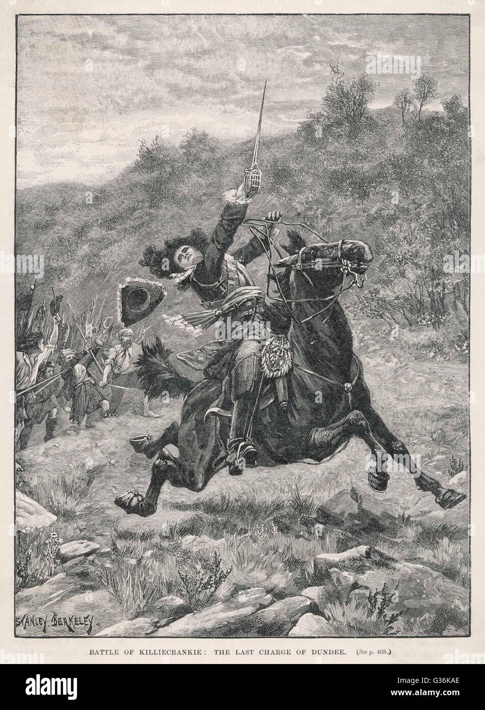 Giacobita Rising, a Killiecrankie i giacobiti rout monarchici armata del generale Hugh Mackay, ma i loro leader, John Graham, Visconte di Dundee, è ucciso dopo aver combattuto valorosamente Data: 27 Luglio 1689 Foto Stock