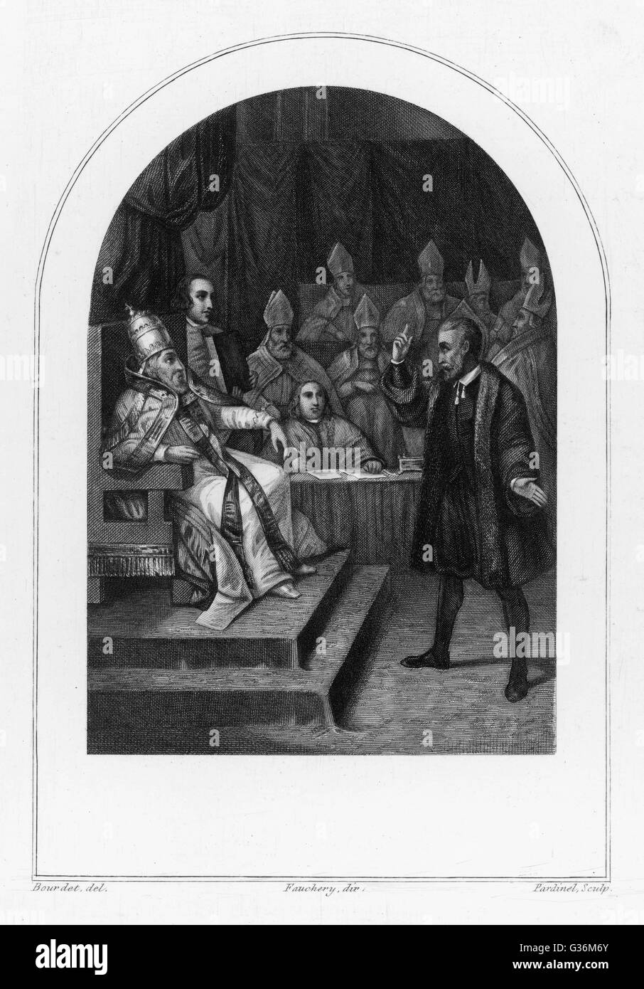 Matematico italiano, fisico e astronomo, Galileo Galilei (1564-1642), prima di Papa Urbano VIII quando in prova per eresia data: 1633 Foto Stock