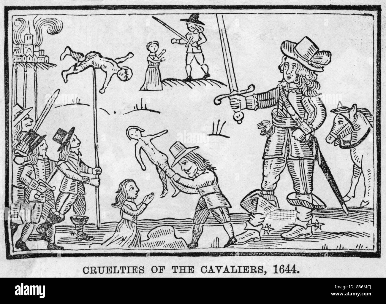 La crudeltà dei Cavalieri - propaganda puritana data: 1644 Foto Stock