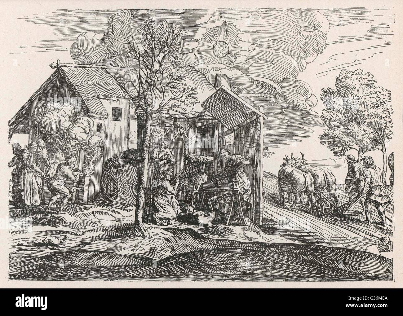17th ° secolo la vita contadina Foto Stock