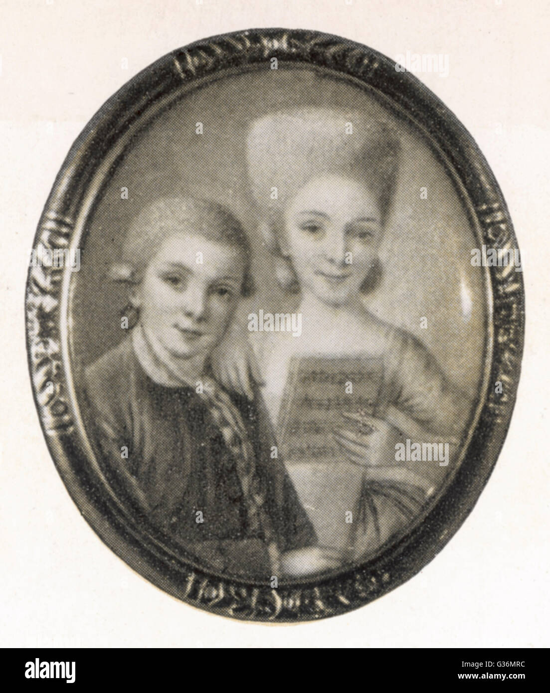 Wolfgang Amadeus Mozart (1756-1791) e sua sorella Marianne Foto Stock