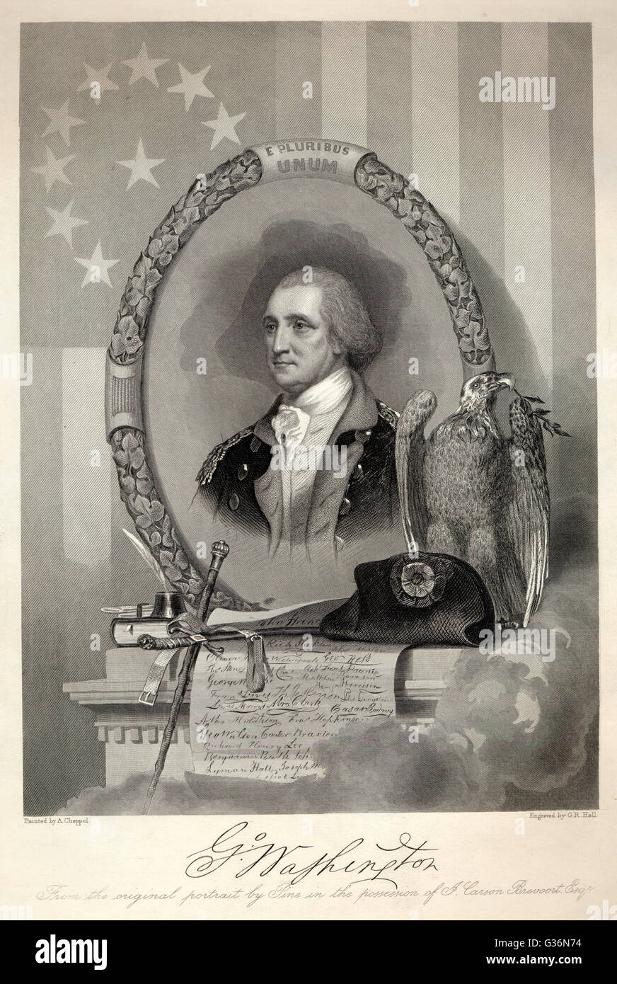 George Washington, soldato e statista americano Foto Stock