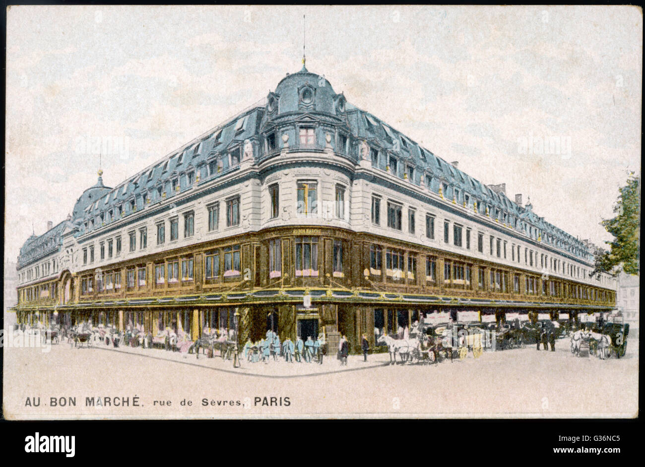 Vista esterna dell'Au Bon Marche department store in rue de Sevres, Parigi, Francia. Data: circa 1910 Foto Stock