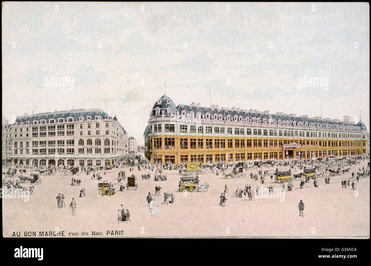 Vista esterna dell'Au Bon Marche department store in Rue du Bac, Parigi, Francia. Data: circa 1910 Foto Stock