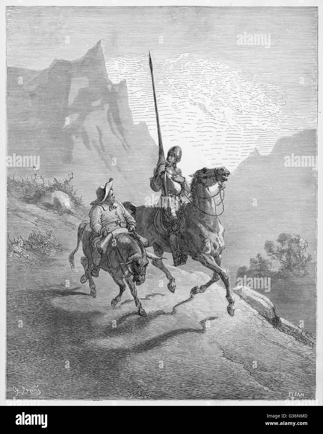 Don Chisciotte con Sancho Panza Foto Stock Don Chisciotte con Sancho Panza Foto Stock