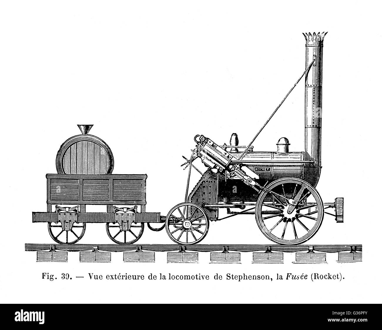 George Stephenson's locomotiva, il razzo, che ha vinto un premio assegnato dalla Liverpool e Manchester azienda ferroviaria. Data: 1829 Foto Stock