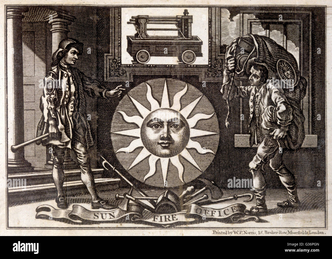 L'emblema del Sun Fire Office, una compagnia di assicurazione stabilito nei primi anni del XVIII secolo. Data: 1803 Foto Stock