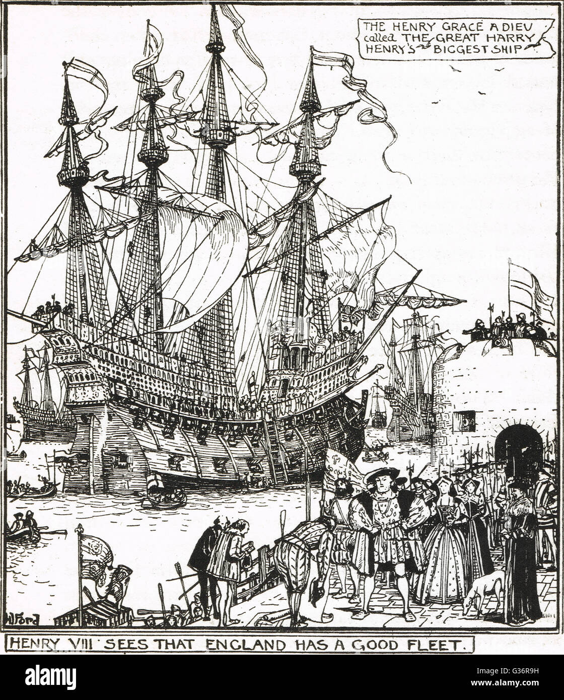 Enrico grazia un dieu (henry grazia di Dio) aka ottimo Harry. Henry VIII il più grande nave e un contemporaneo della Mary rose. Foto Stock