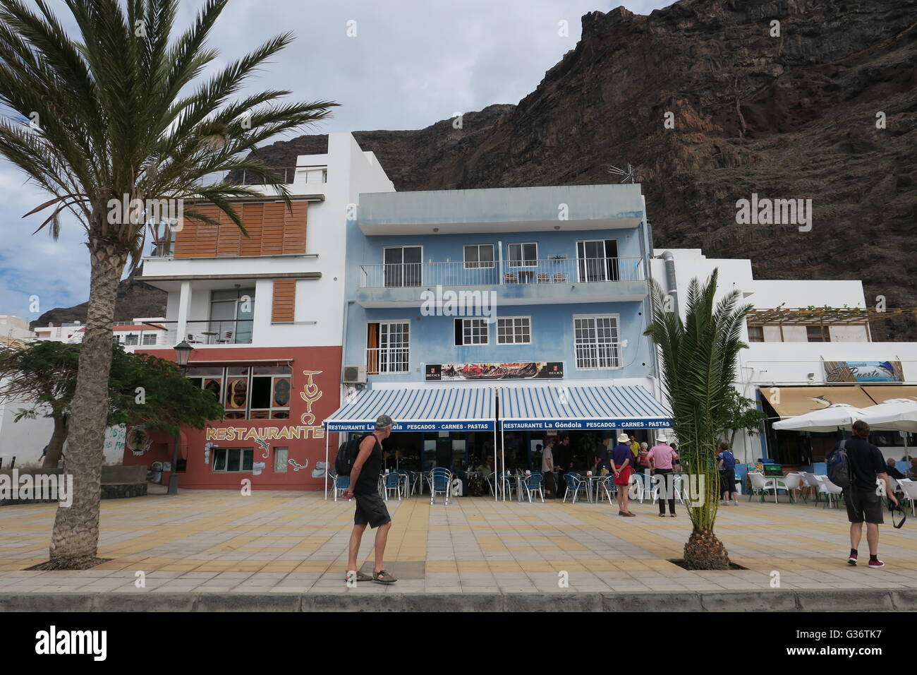 Ristorante locale nel villaggio di Vueltas, Valle Gran Rey, La Gomera che offre vacanze lontano dalla folla. Foto Stock