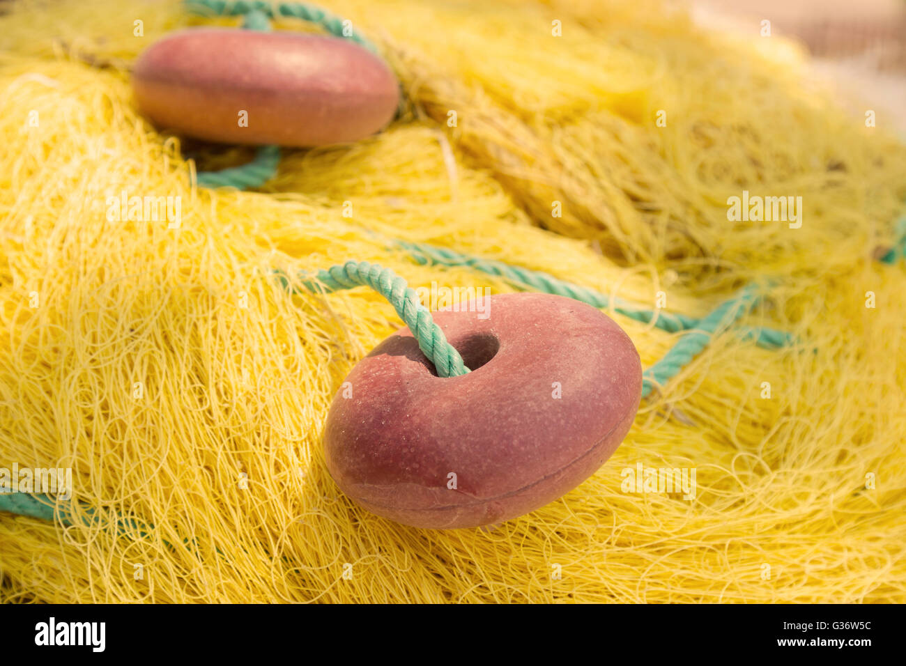 Close up del galleggiante sul drift giallo net Foto Stock