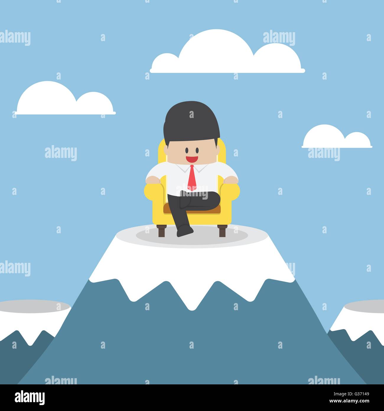 Imprenditore di successo è seduta sul divano a picco di montagna, vettore EPS10 Illustrazione Vettoriale